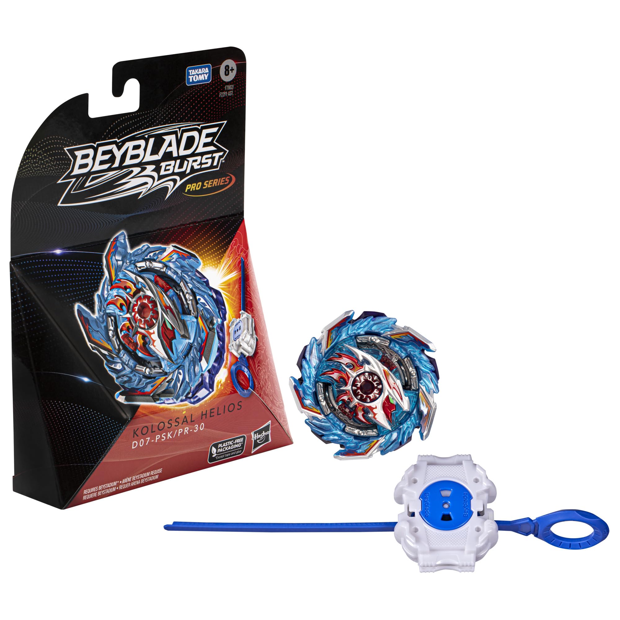 Kolossal Helios top viewed from above, showcasing authentic Beyblade Burst Pro Series design.