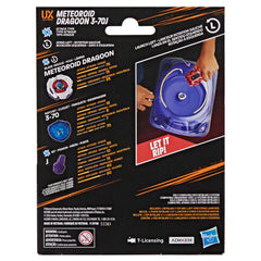 Beyblade Meteoroid Dragoon close-up metal detail highlighting Takara Tomy die-cast strength