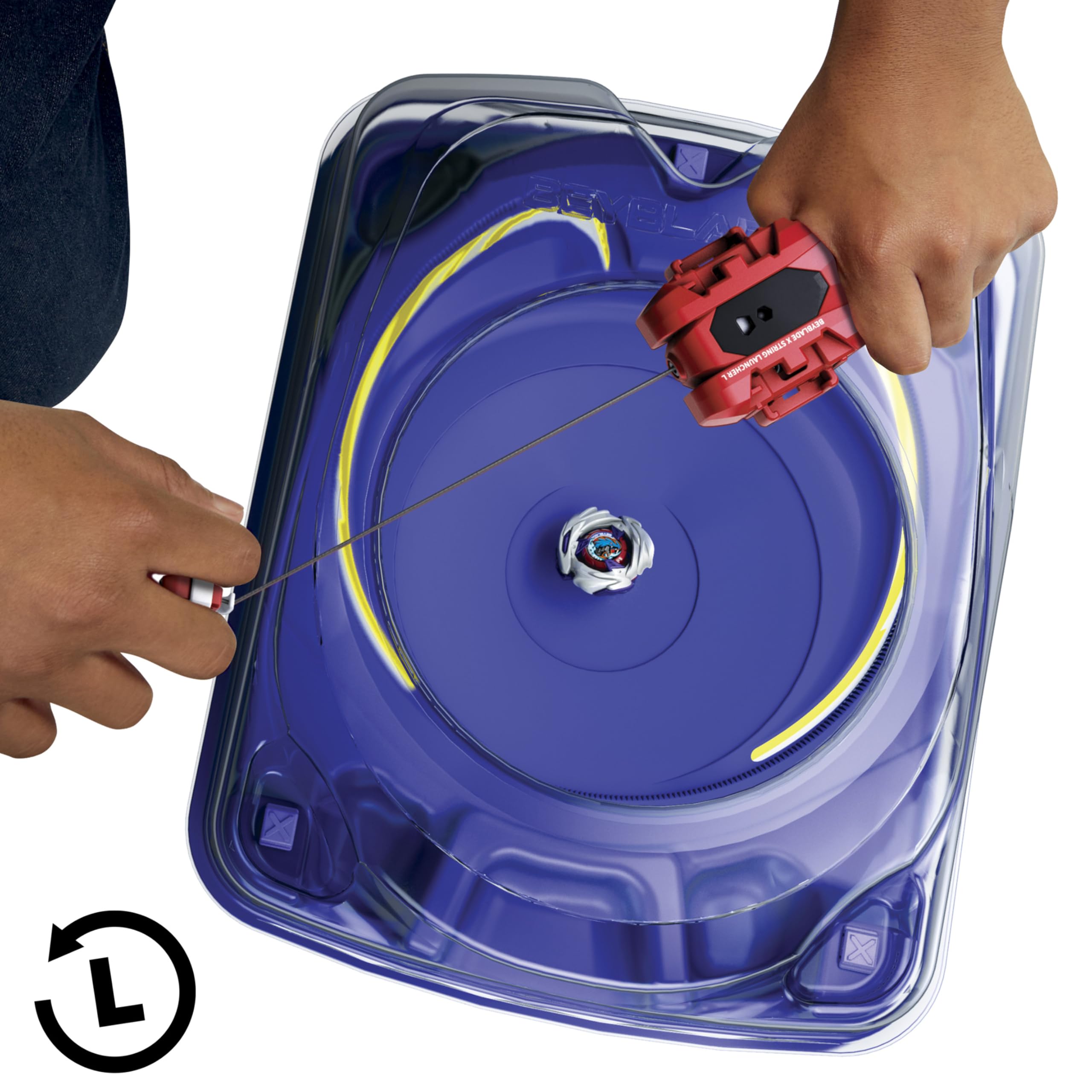 Beyblade size scale comparison with ruler showing compact design for portability