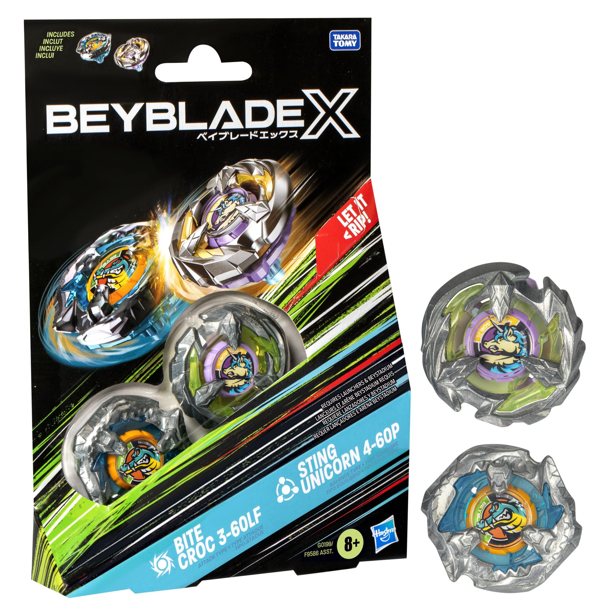 Beyblade X Bite Croc 3-60LF top ready for fast battle action.