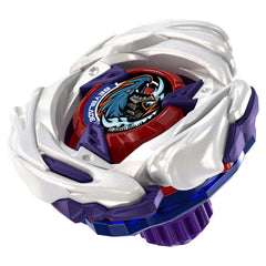 Beyblade X-Celerator gear engagement demo showing speed surge along rail for stronger collisions