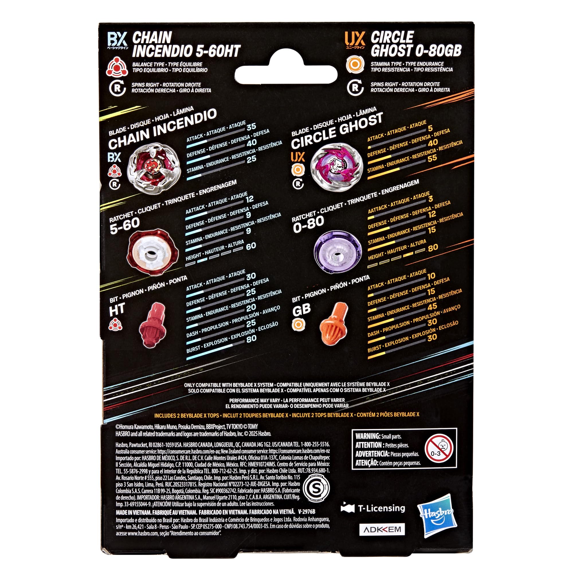 Beyblade X Chain Incendio 5-60HT BX top delivering high-arc balance.