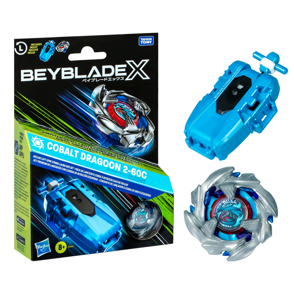 Beyblade X Cobalt Dragoon launcher left-spin ready for fast, smooth launches
