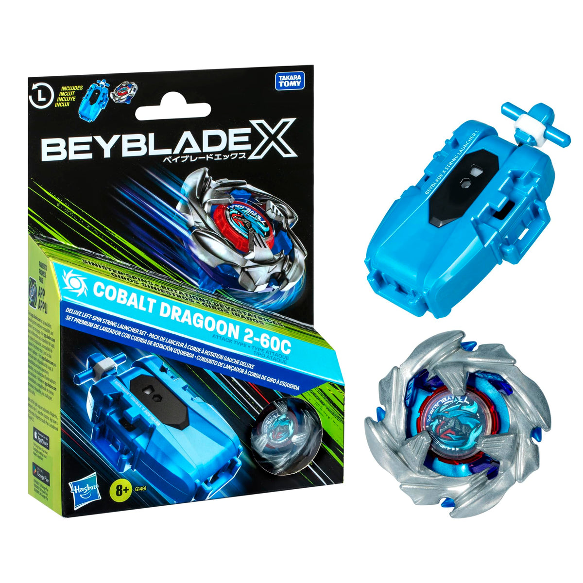 Beyblade X Cobalt Dragoon launcher left-spin ready for fast, smooth launches
