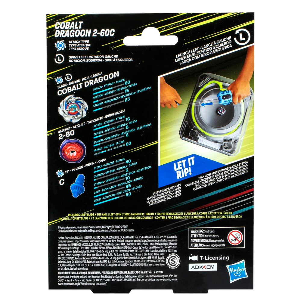 Beyblade X Cobalt Dragoon top left-spin attack type for high-energy battles
