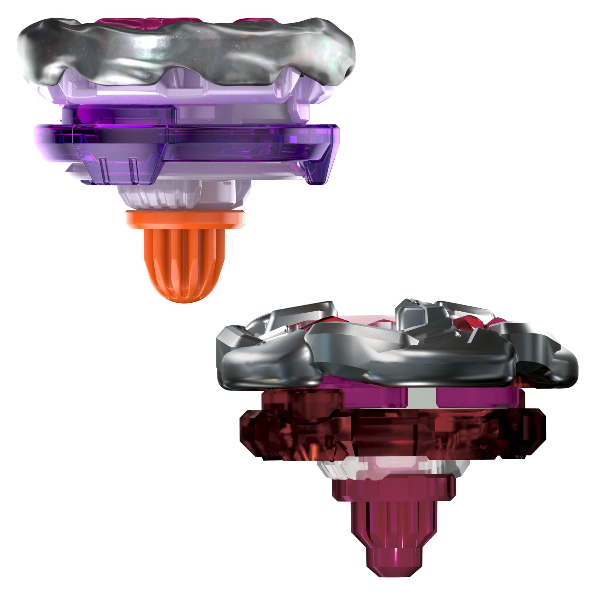 Die-cast metal parts add authentic weight and stability to Beyblade X tops.