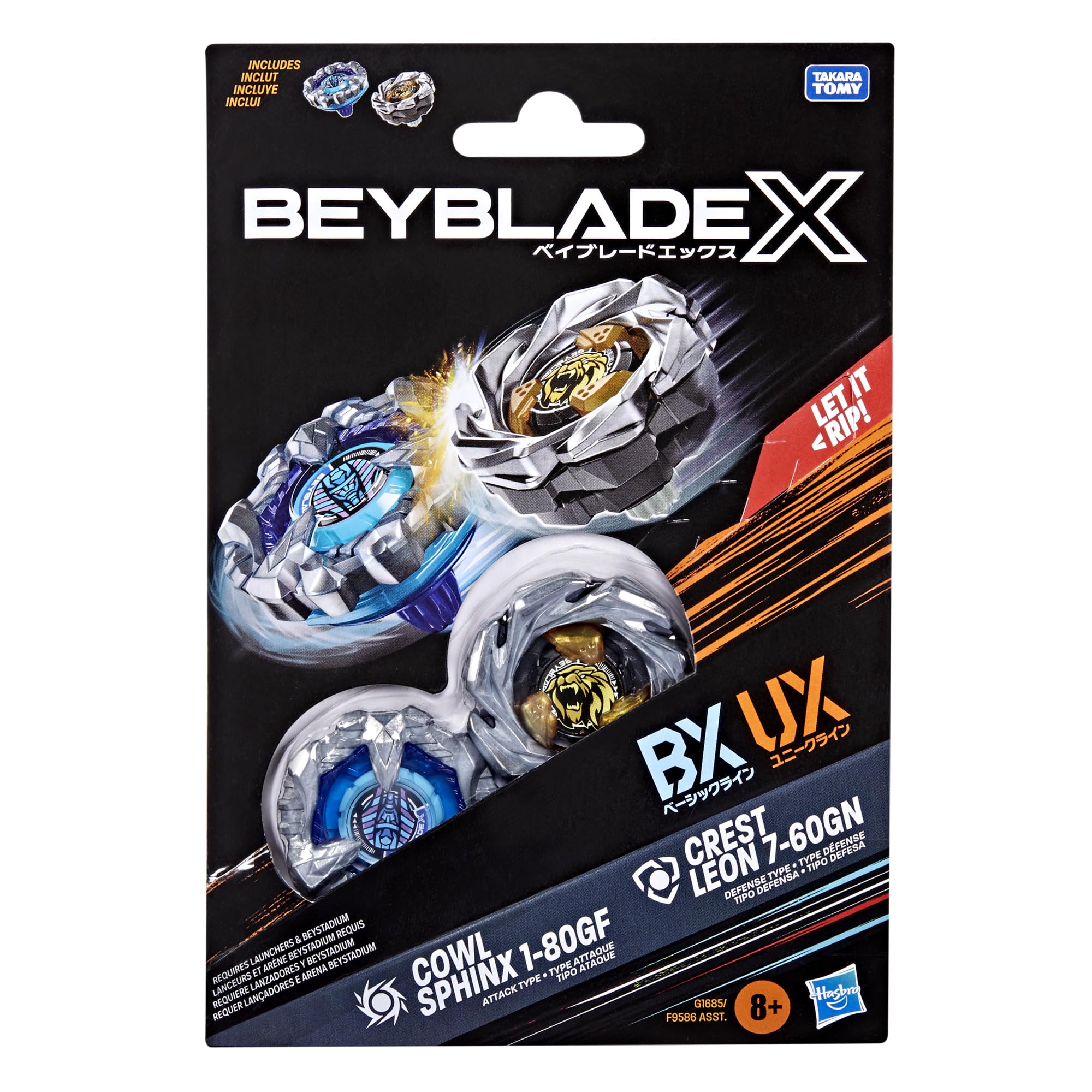 Beyblade X dual pack box showing authentic Takara Tomy tops