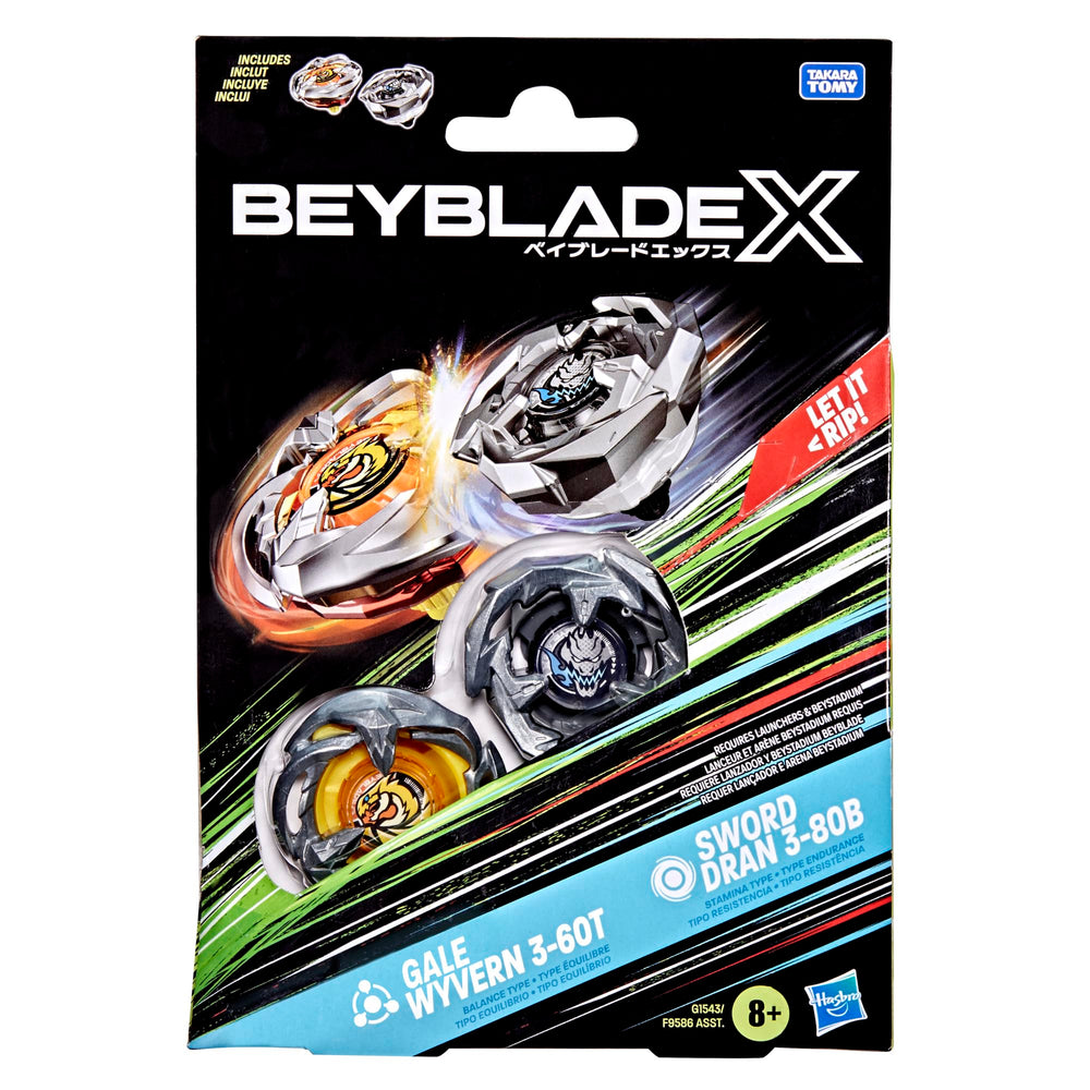 Beyblade X Dual Pack shows two right-spin tops for customization