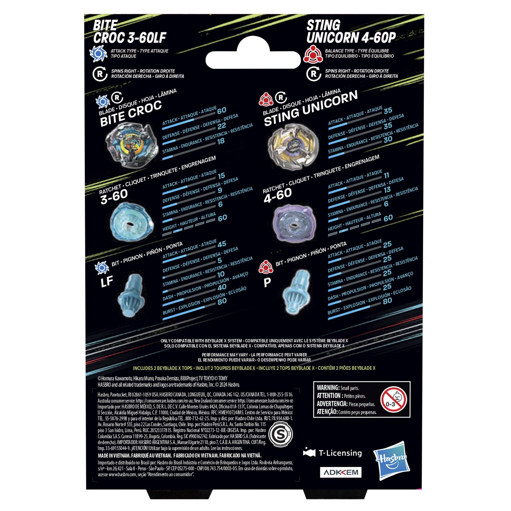 Interchangeable Beyblade X parts demonstrated with quick-twist assembly for customization.