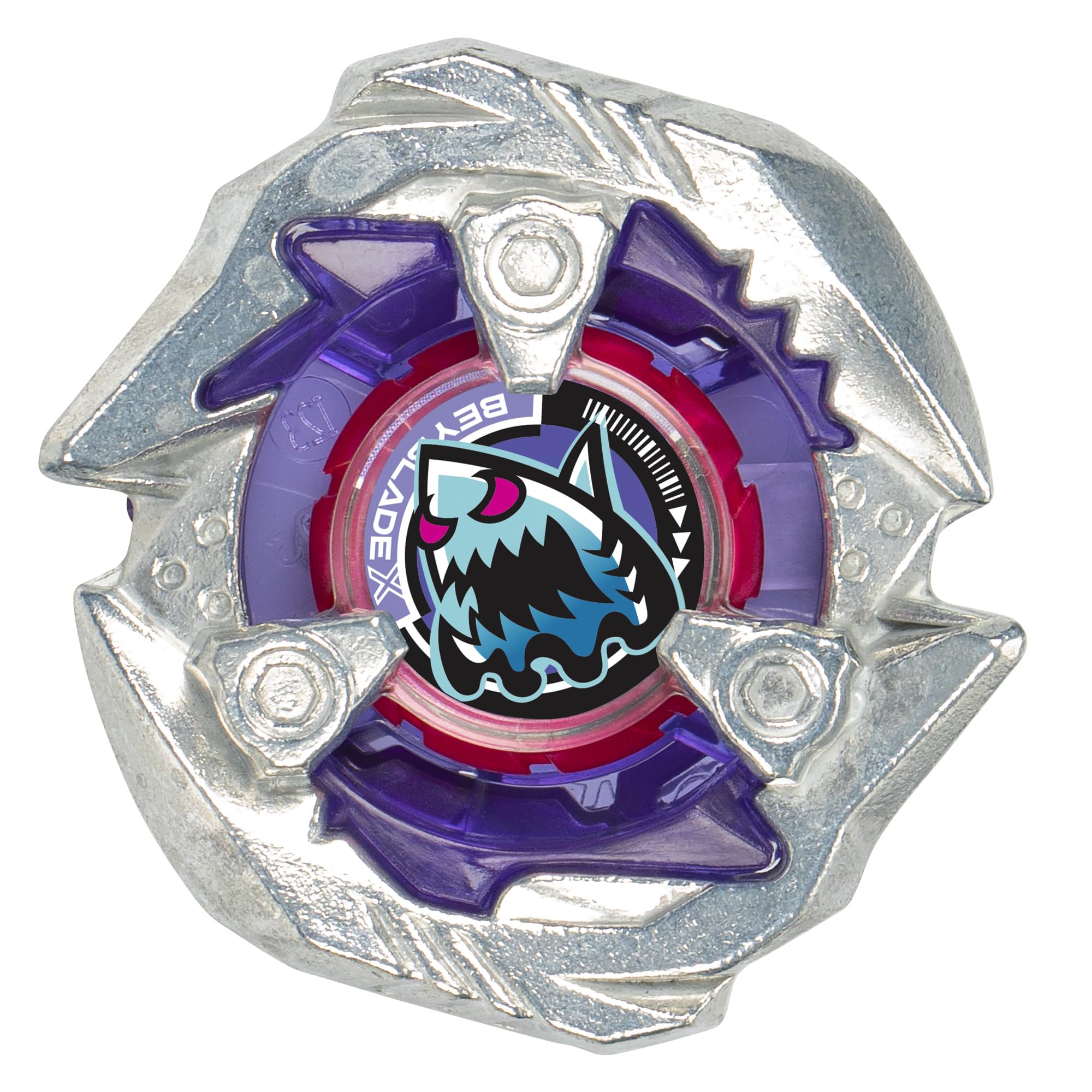 Beyblade X booster pack front view highlights interchangeable parts for customization.