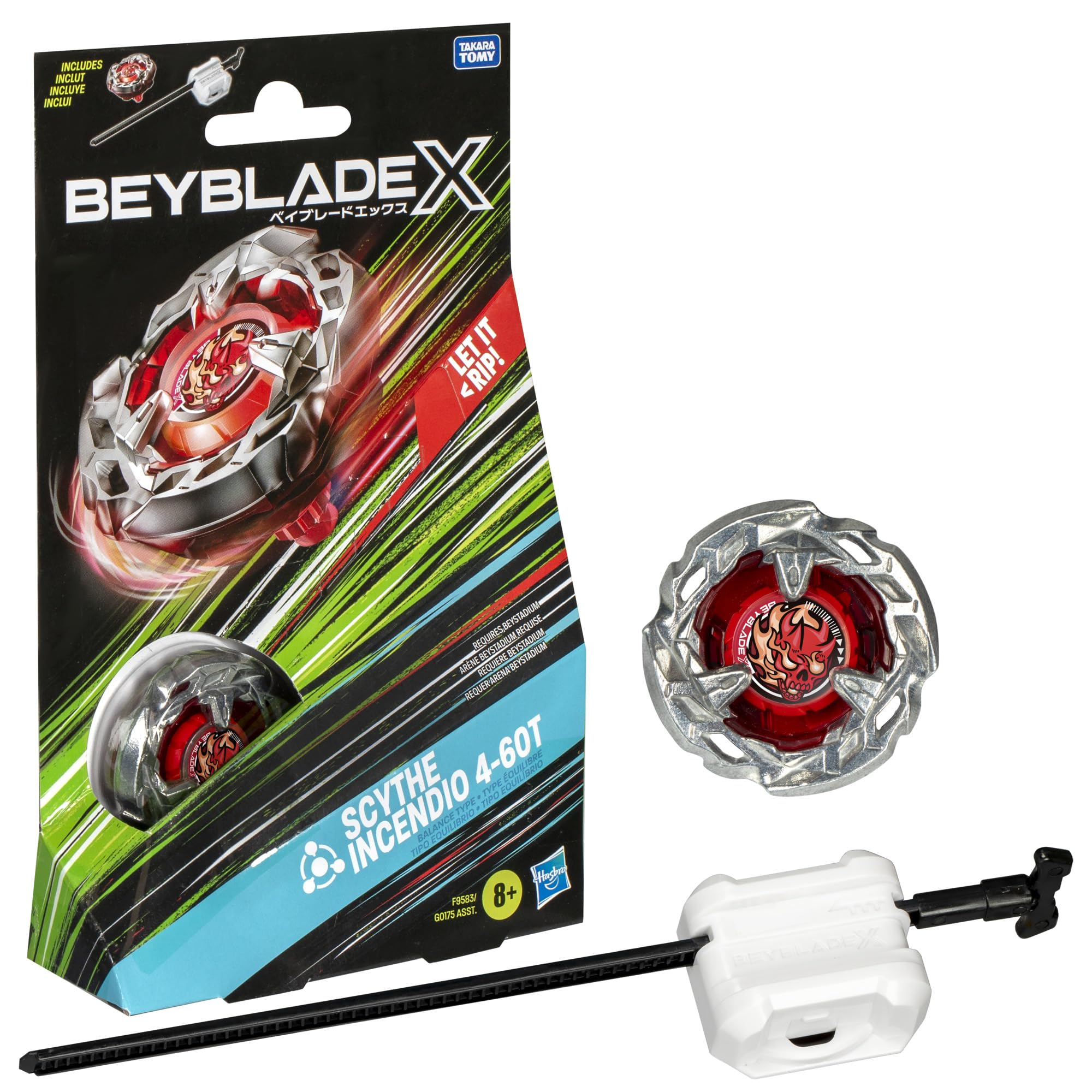Beyblade X Scythe Incendio 4-60T top ready for fast battles in the Beyblade X system