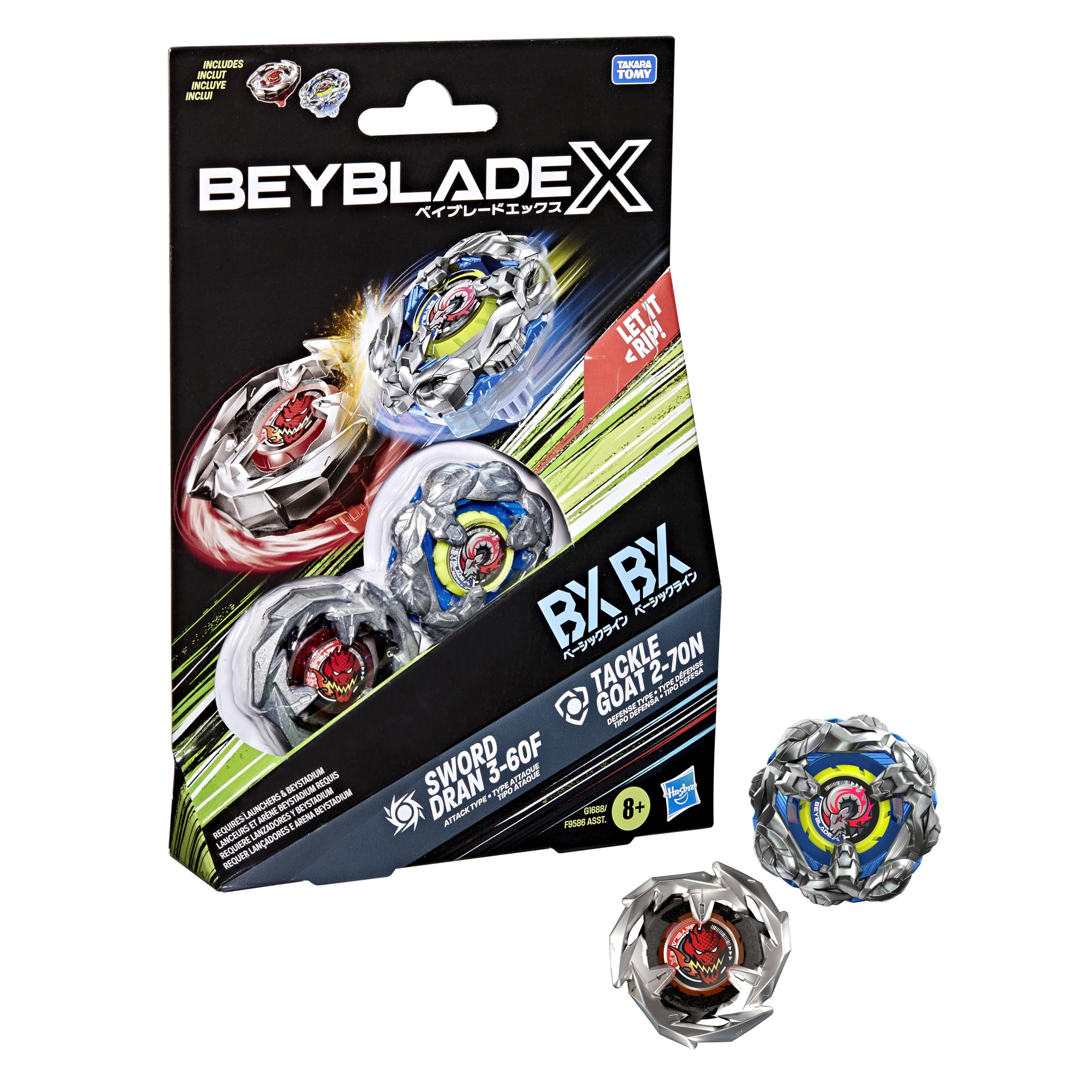 Beyblade X Tackle Goat 2-70N right-spin top in action during battles
