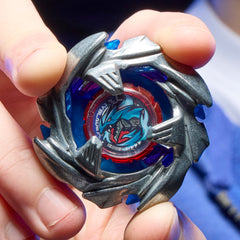 Beyblade X Xcelerator gear system boosts speed during intense beystadium action