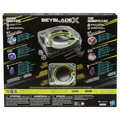 Beyblade X xcelerator rail speeds tops for high-energy bursts.