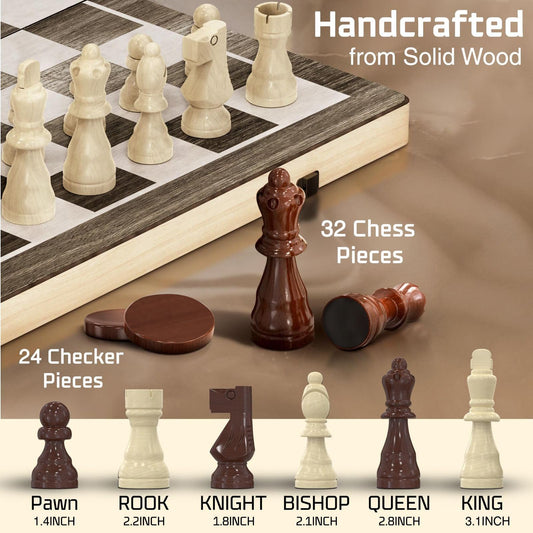 Beyond Innoventions wooden chess set folded compact for easy travel