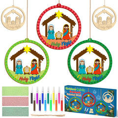 BeYumi Christmas wooden ornaments kit rounds for DIY holiday crafts with colorful personalization.