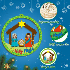 BeYumi color pens included for kids to personalize each nativity ornament.