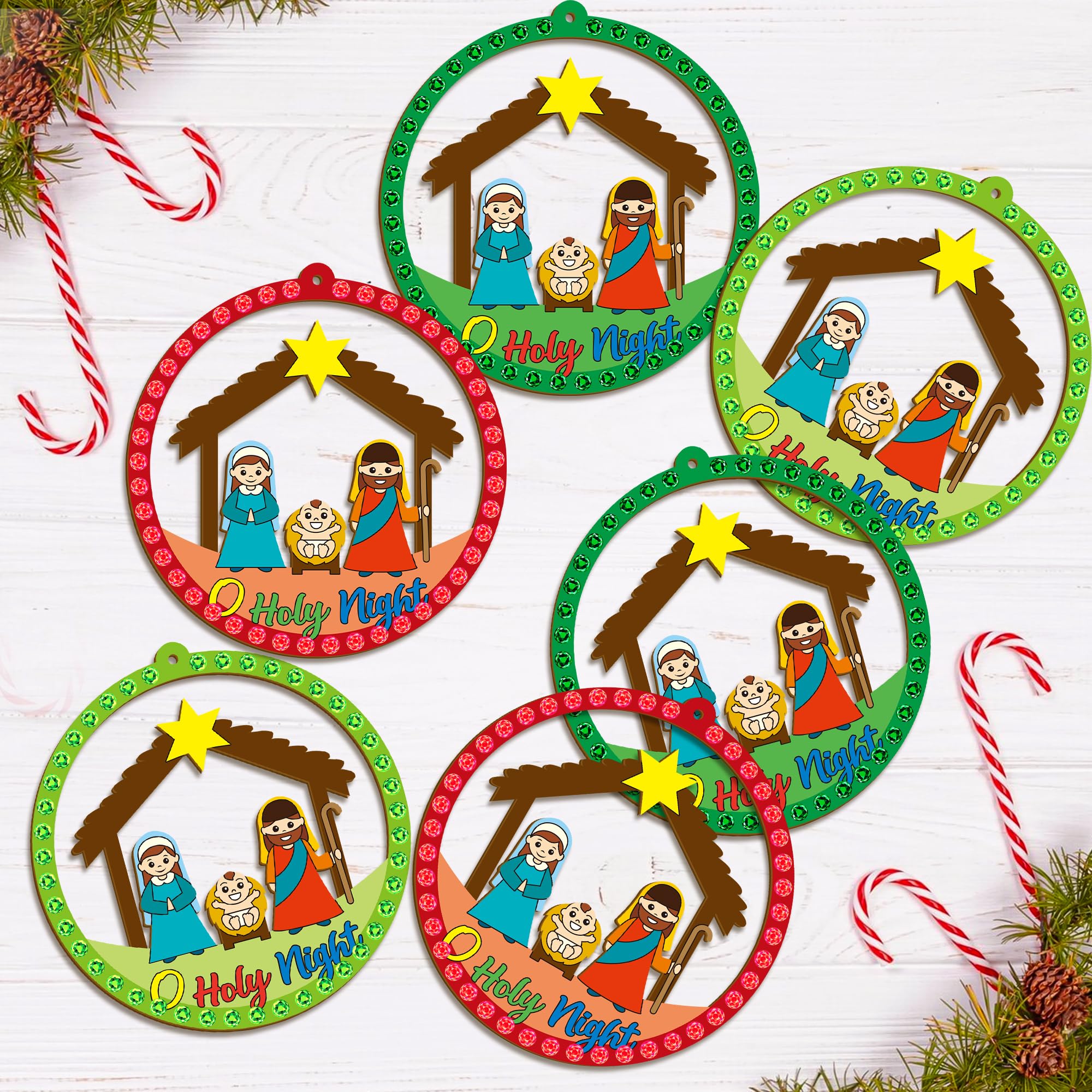 BeYumi Nativity-themed ornaments perfect for home decor and classroom activities.