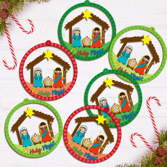 BeYumi Nativity-themed ornaments perfect for home decor and classroom activities.