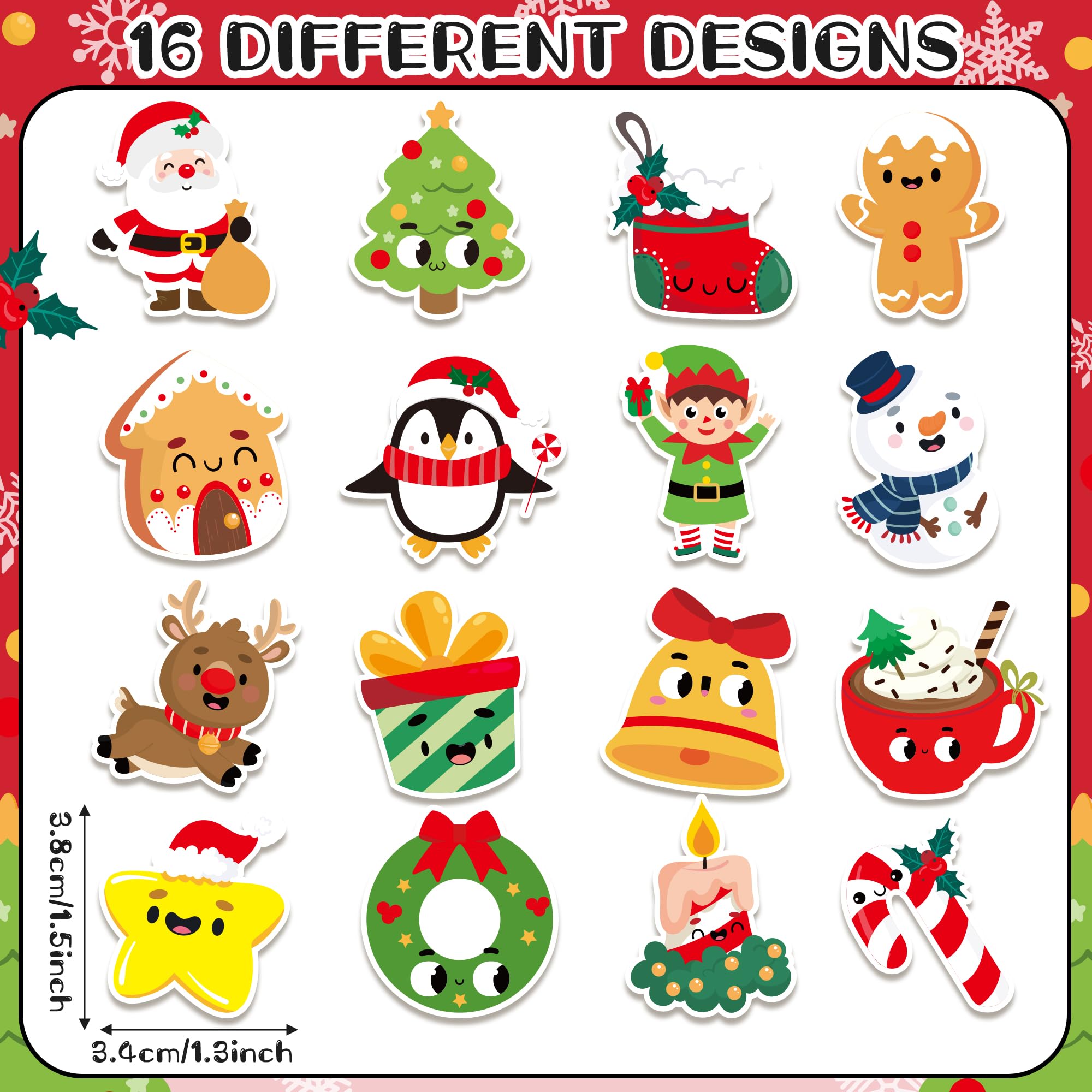 BeYumi Santa design stickers add festive charm to gifts, laptops, and scrapbooks.