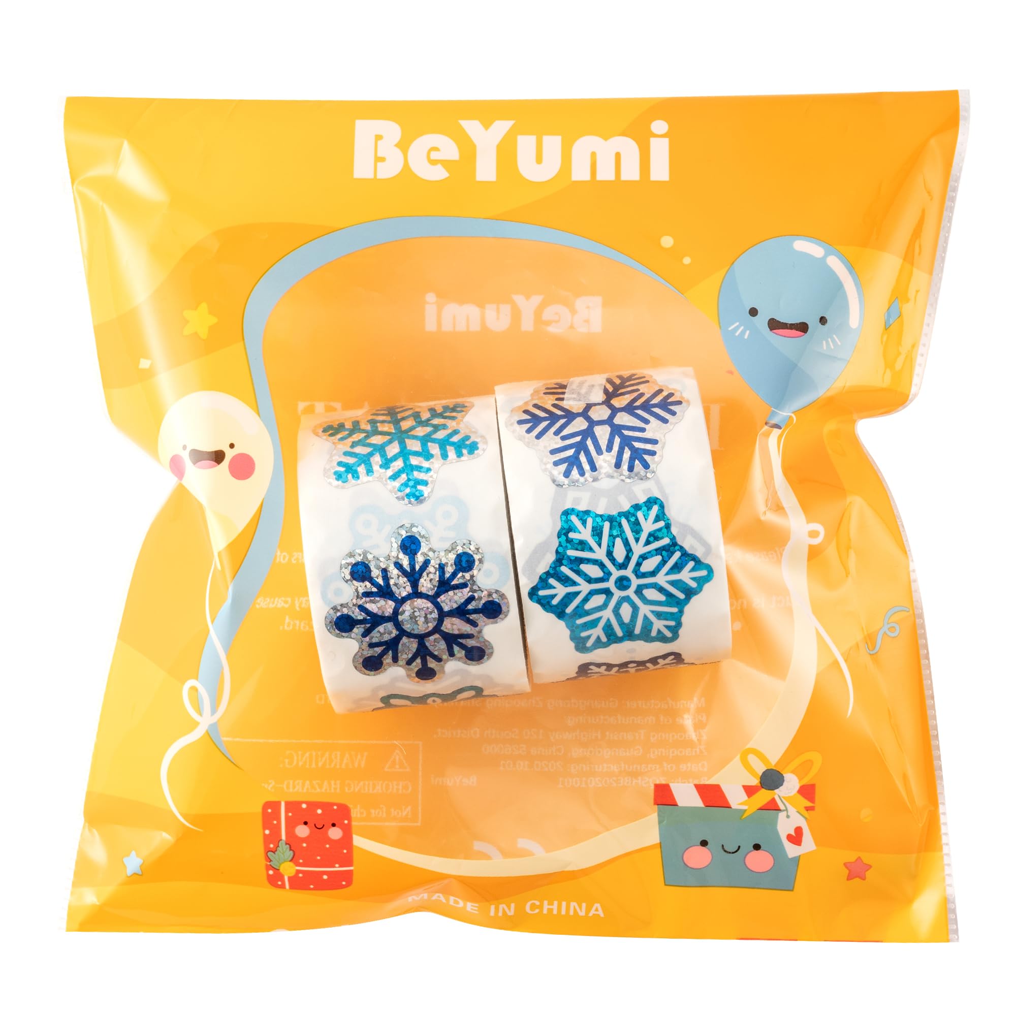 BeYumi snowflake stickers decorate notebooks and envelopes for festive notes