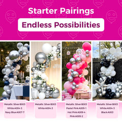 Bezente large silver balloons bridal shower display adds luxe ambience.