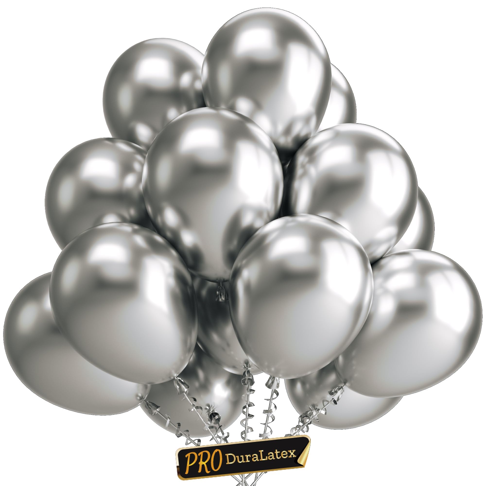 Bezente Pro Duralatex silver balloons 12-inch pack for grand events