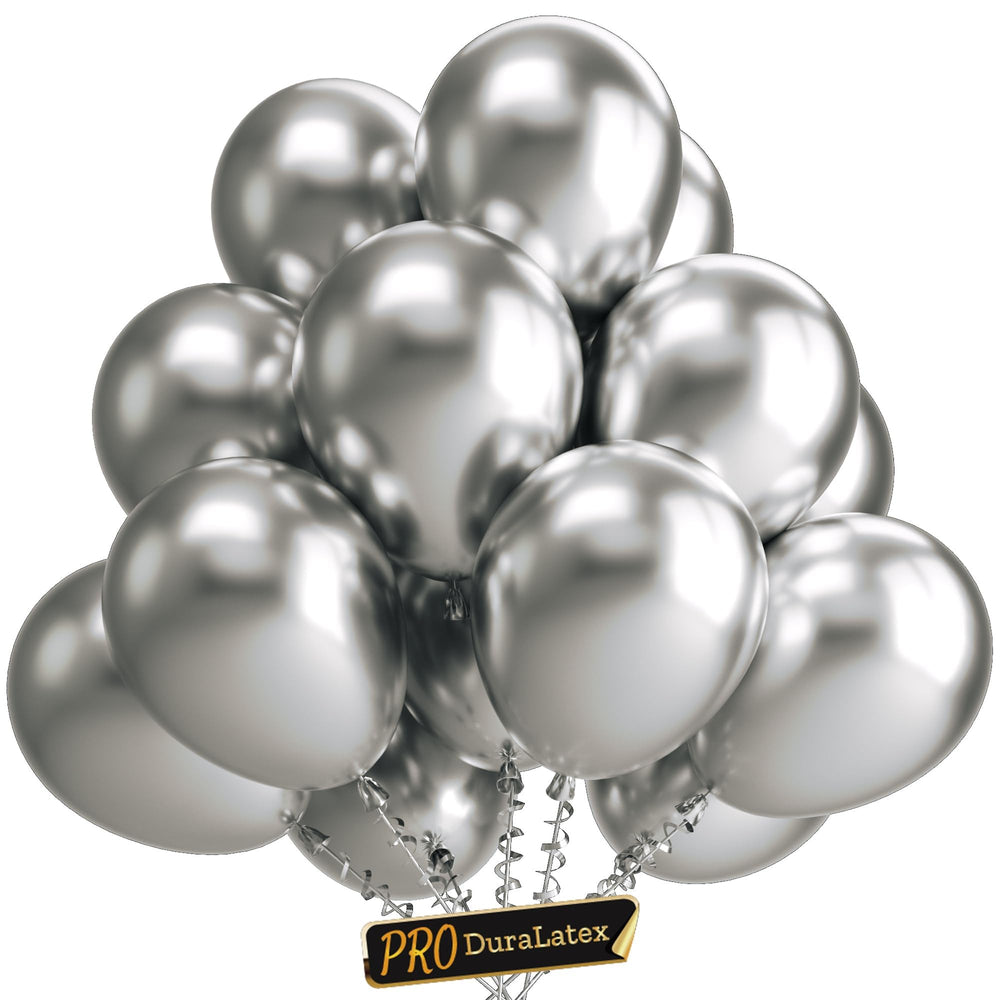 Bezente Pro Duralatex silver balloons 12-inch pack for grand events