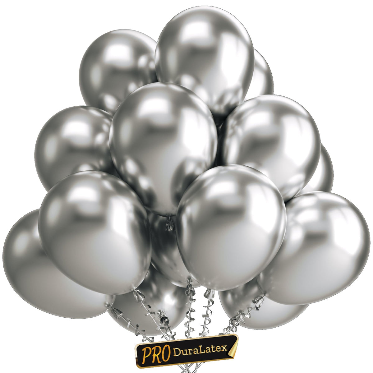 Bezente Pro Duralatex silver balloons 12-inch pack for grand events