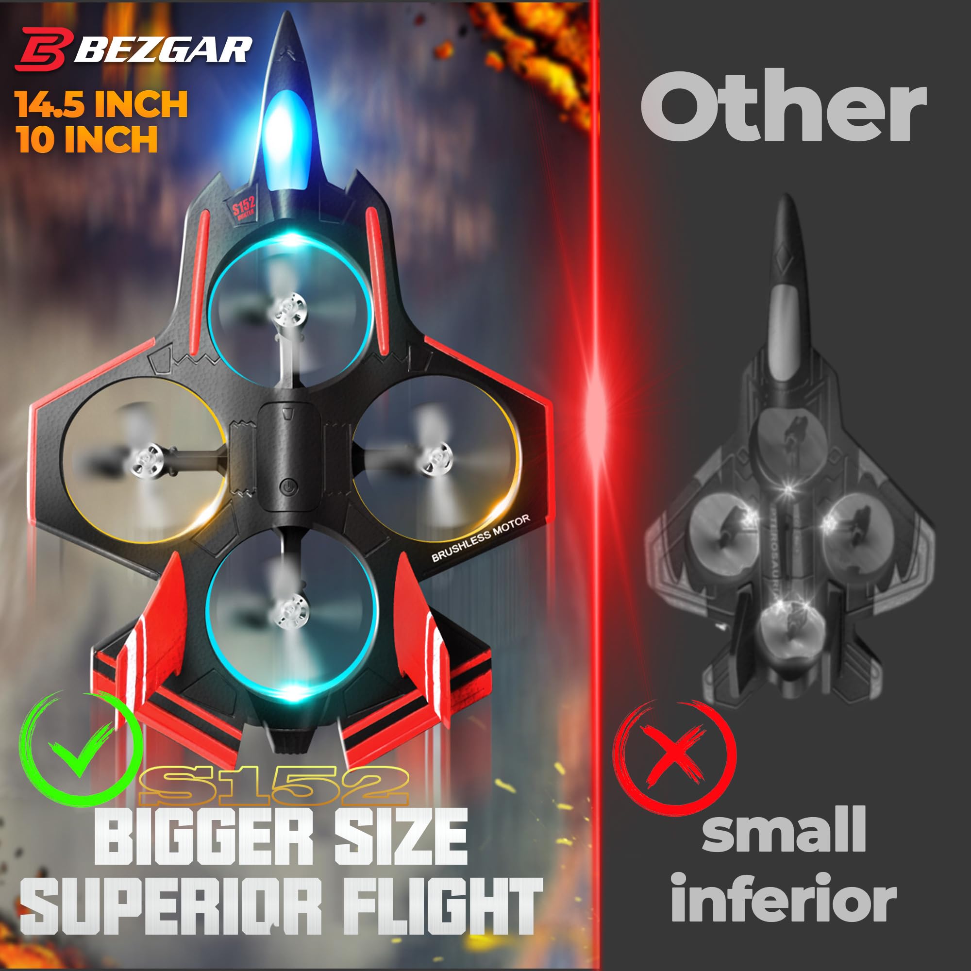 BEZGAR Brushless RC Plane bottom-camera view for underside footage during flight.