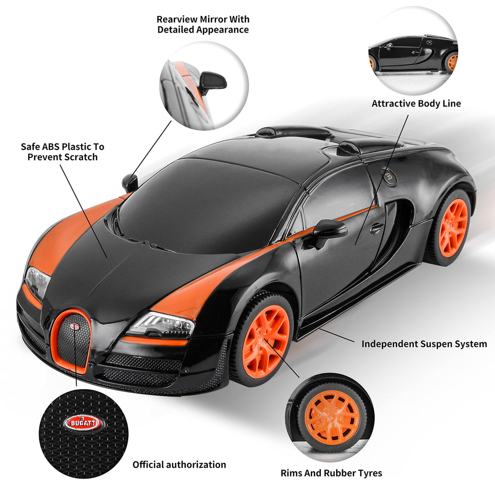 BEZGAR Bugatti Grand Sport Vitesse RC car close-up of logo and finish