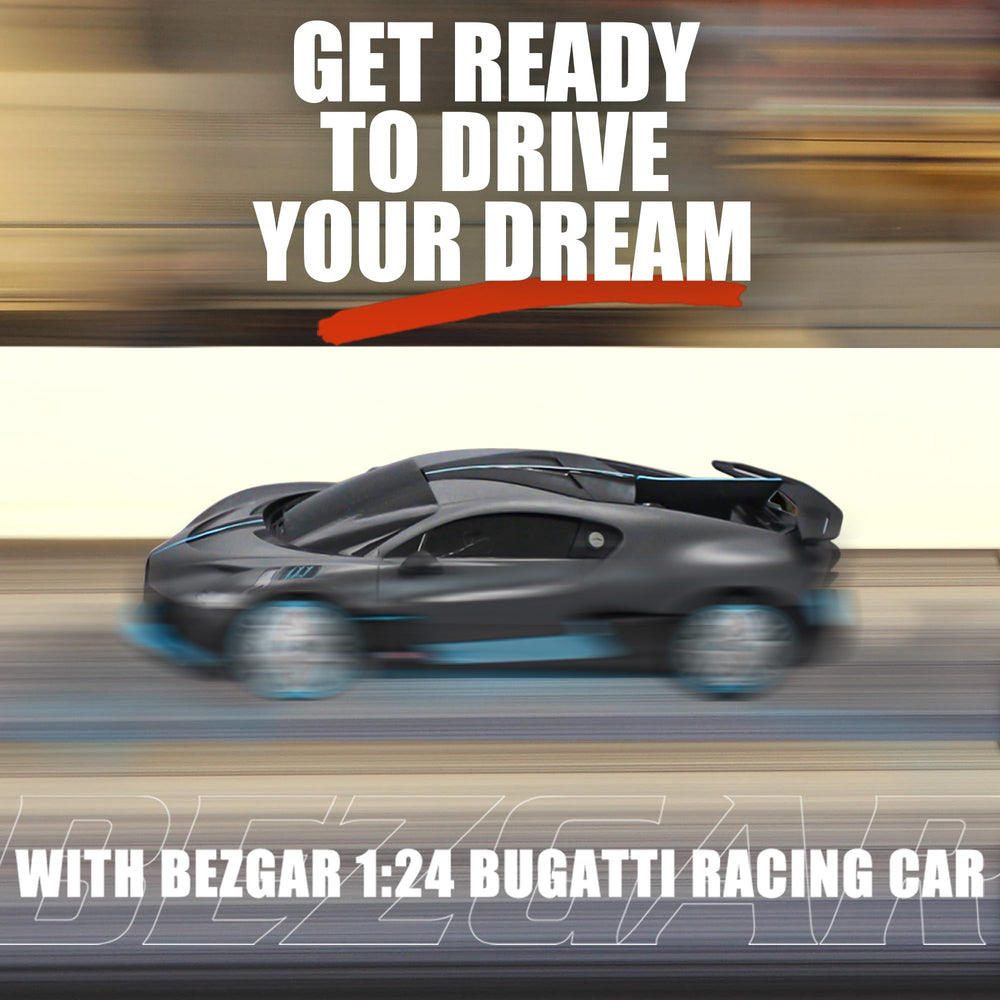 BEZGAR Bugatti 1:24 RC car with display stand for collectors and enthusiasts