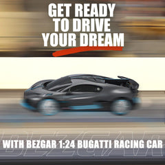 BEZGAR Bugatti 1:24 RC car with display stand for collectors and enthusiasts