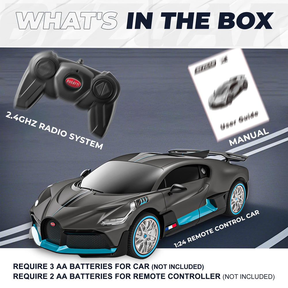 BEZGAR Bugatti 1:24 RC car with remote in hand illustrating easy control for beginners