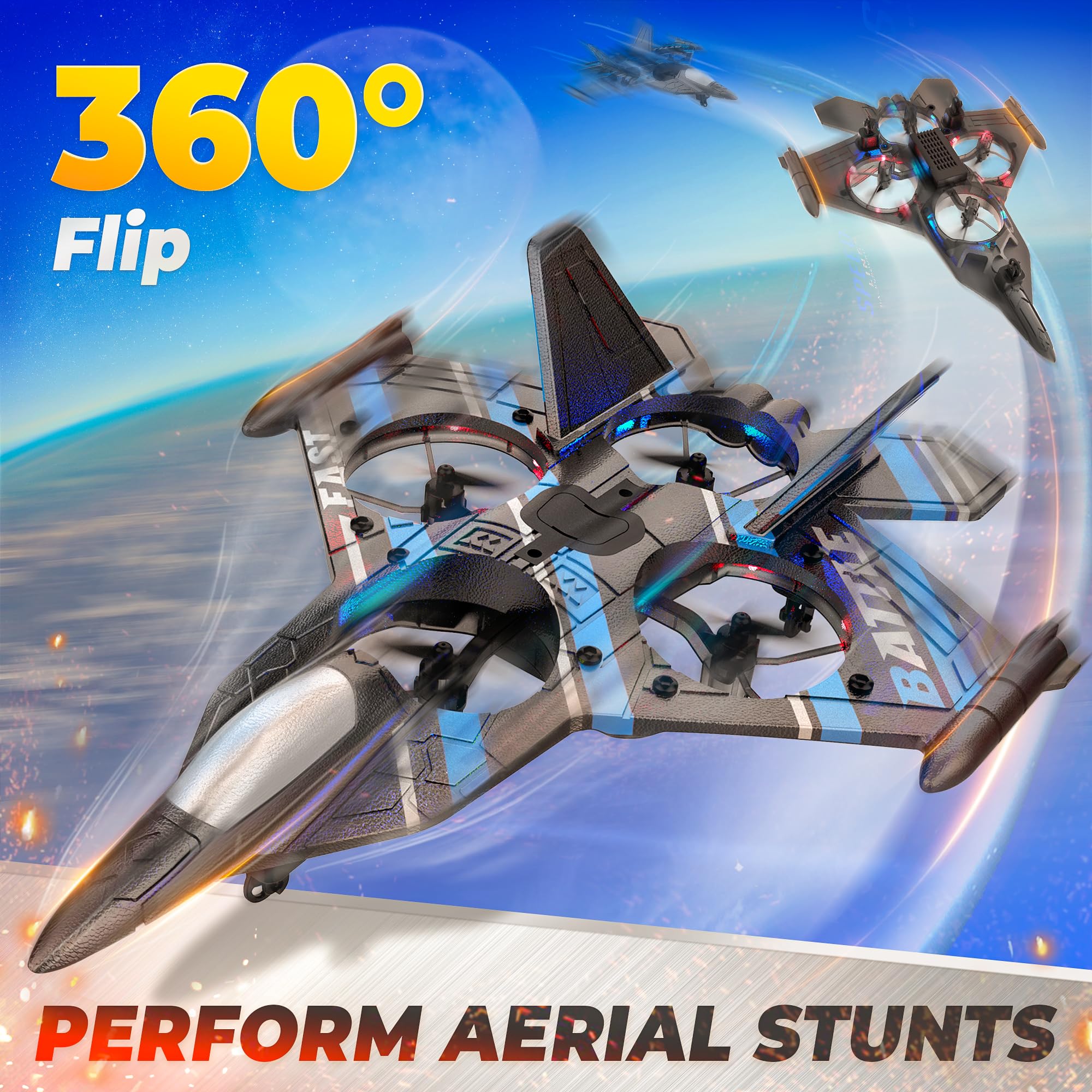 Bezgar Drones for Kids blue LED night flight with bright navigation lights