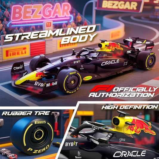 BEZGAR F1 RC car rear view showing race-ready silhouette