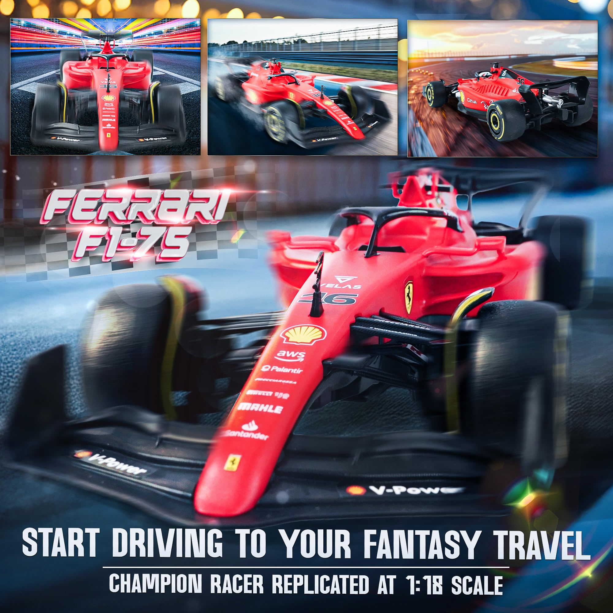 BEZGAR Ferrari F1 75 RC car remote control included for ready-to-run fun.