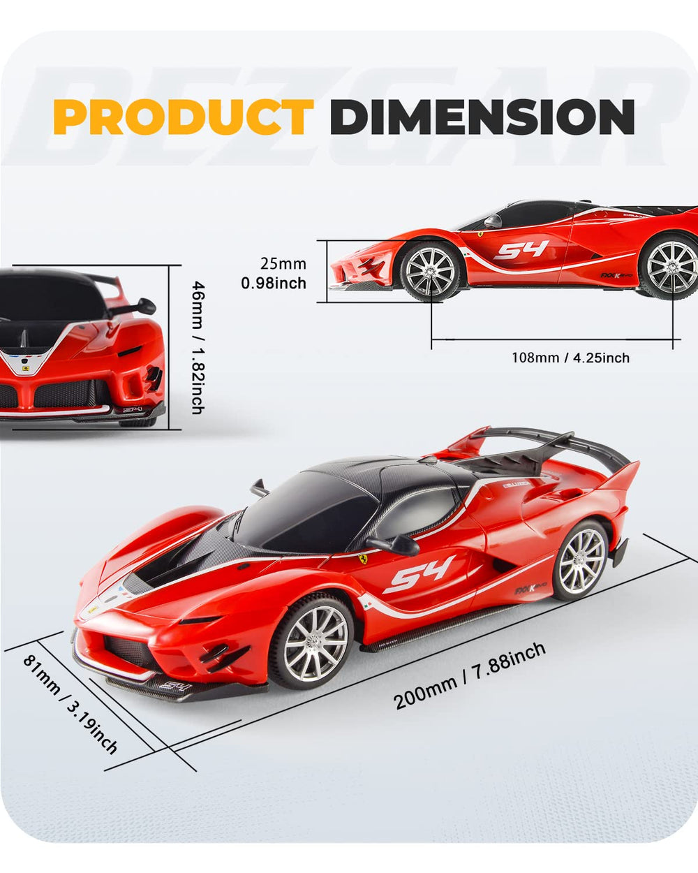 BEZGAR Ferrari RC Car remote control with precise forward and turns for smooth play.