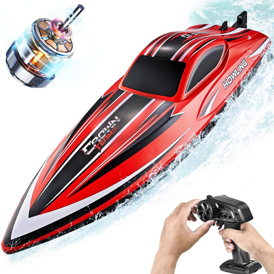 BEZGAR HJ818PRO red 16-inch RC boat ready for lake speed and excitement