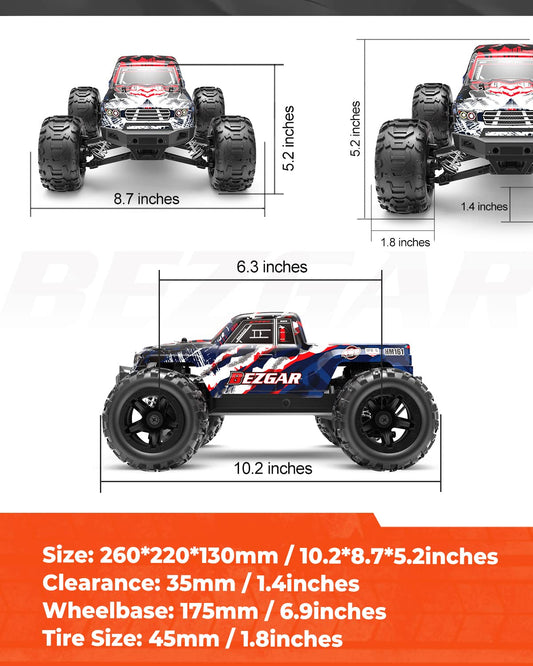 BEZGAR HM161 off-road action shows high-clearance chassis overcoming obstacles.