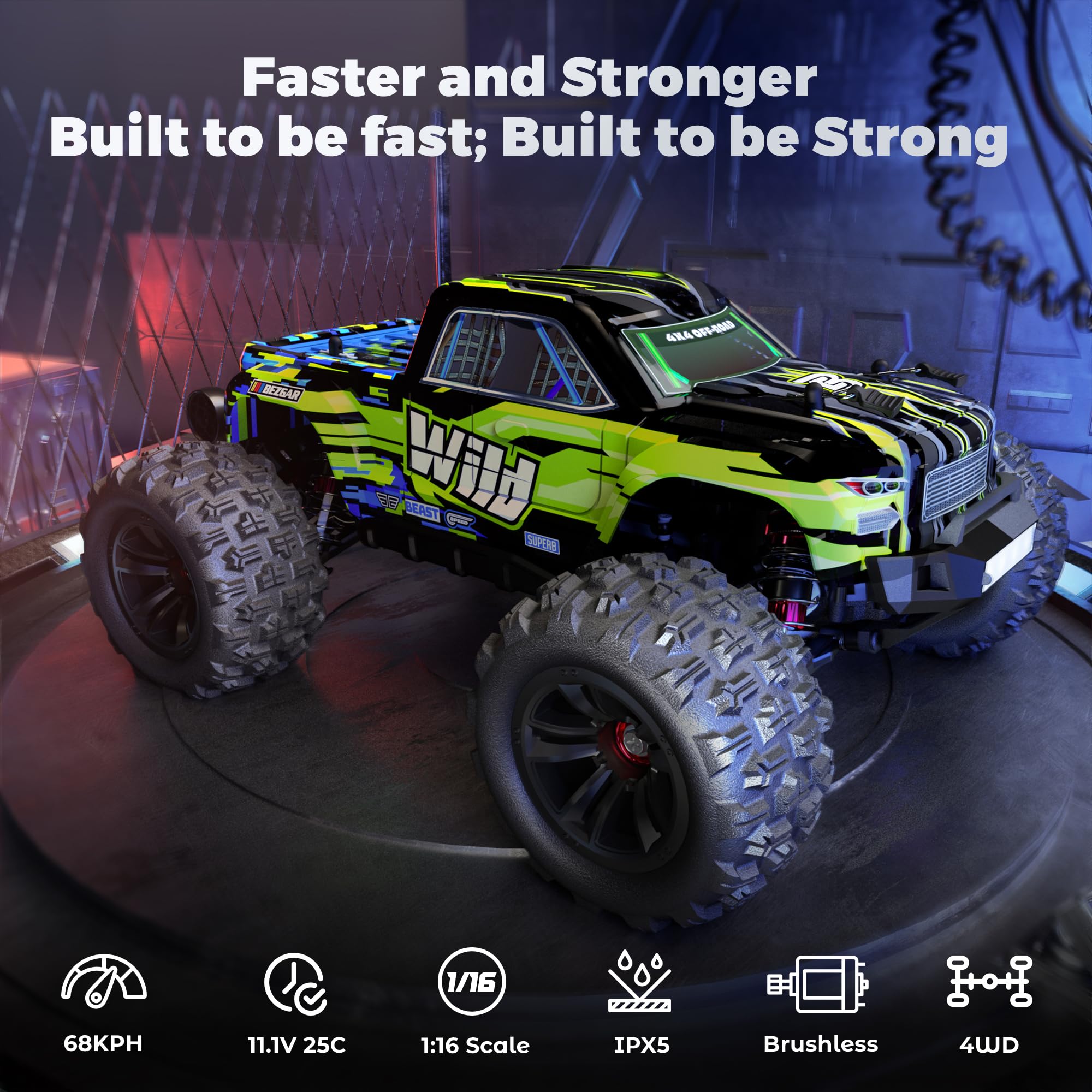 BEZGAR HP161S 4WD wheels provide stable traction on dirt and gravel