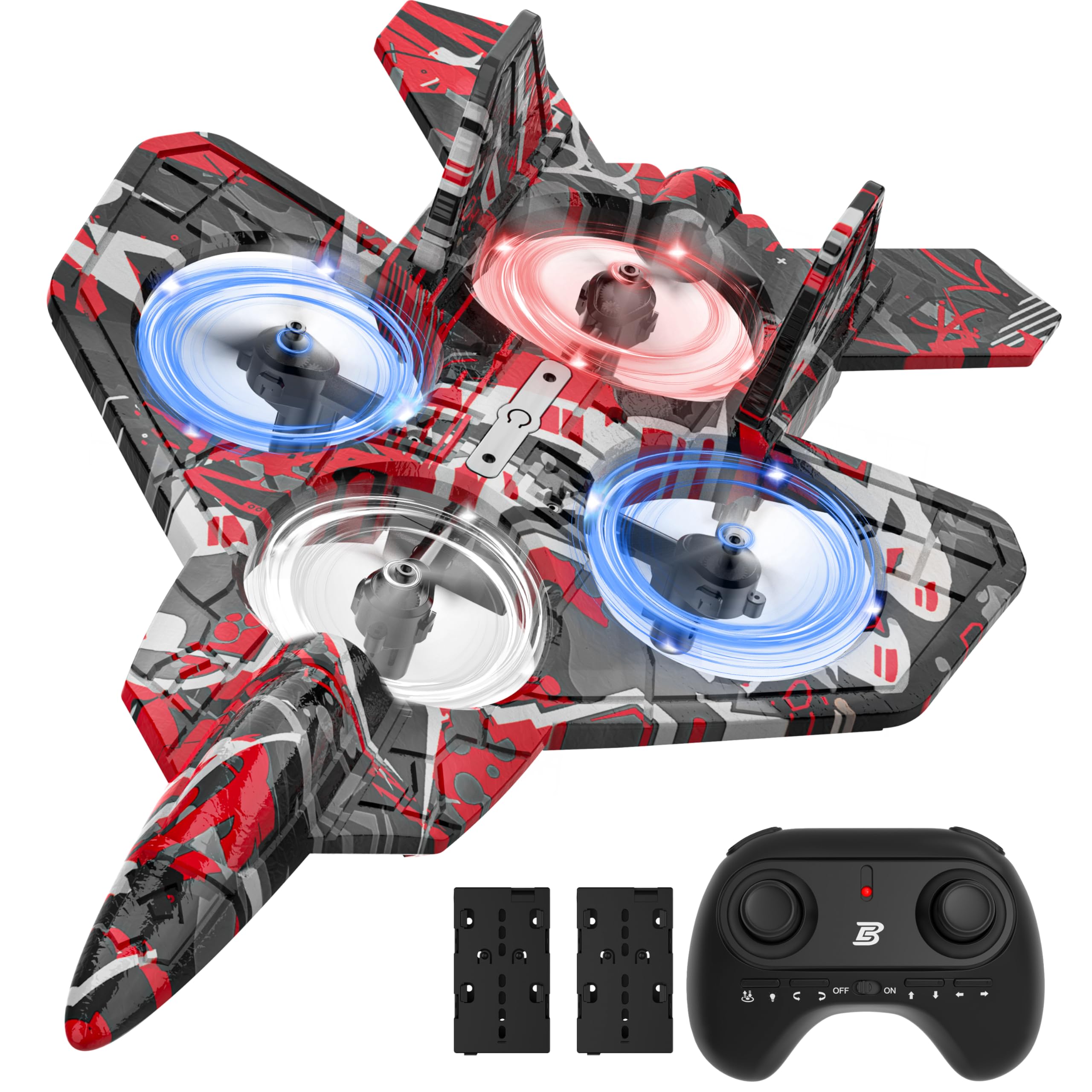 BEZGAR HQ057X RC fighter airplane front view, compact and durable for indoor and outdoor play.