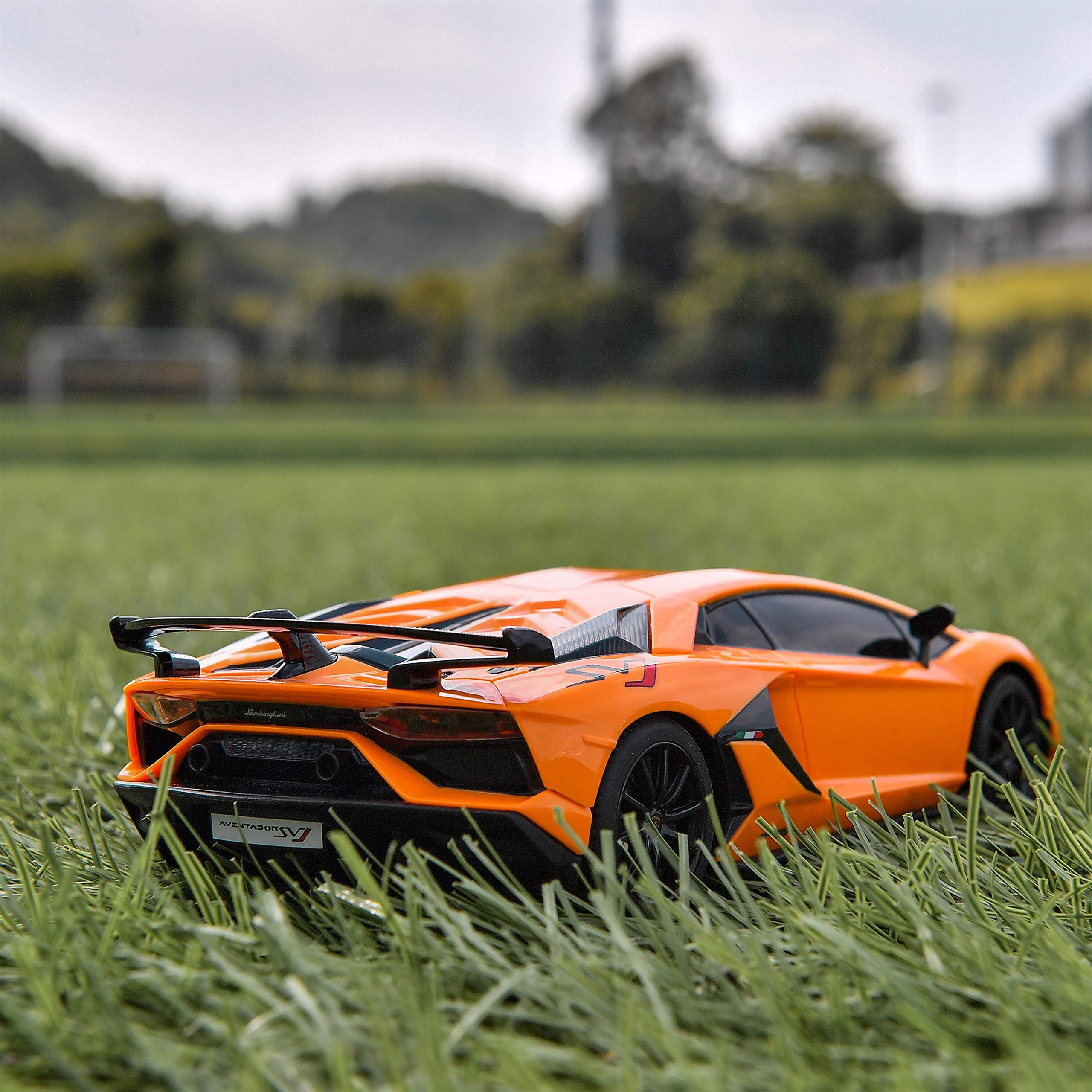 BEZGAR Lambo Aventador SVJ RC car, shelf display, great gift idea.