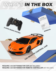 BEZGAR Lambo Aventador SVJ RC car, remote controller, easy dual-grip handling.