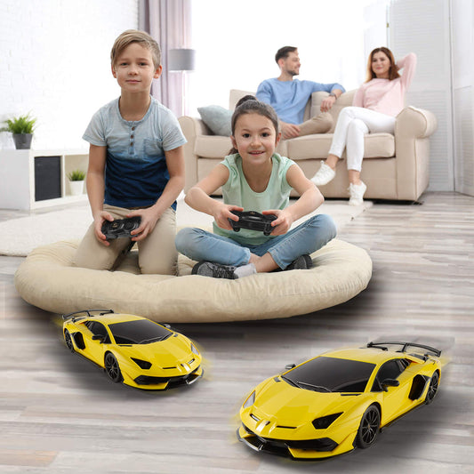 BEZGAR Lambo 1:24 RC car rear angle with authentic spoiler for realism