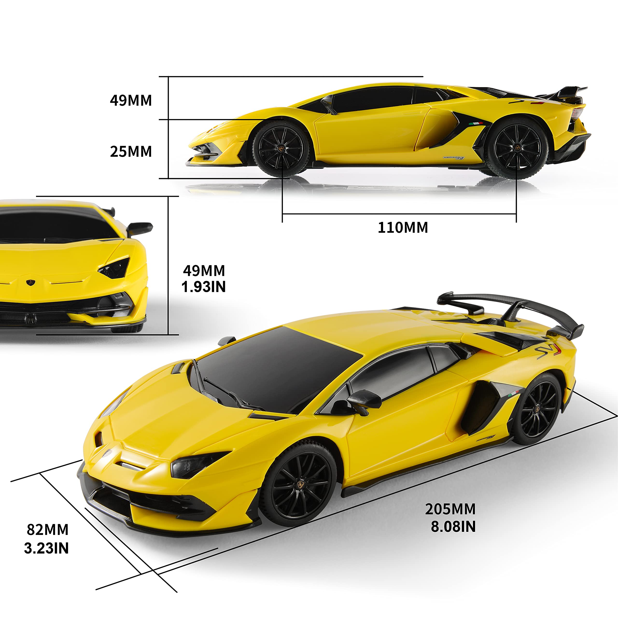 BEZGAR Lambo 1:24 RC car side profile, compact and easy to handle