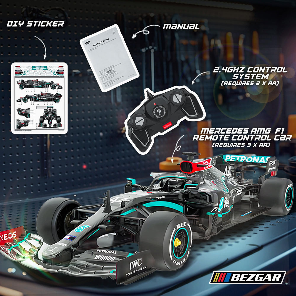 BEZGAR Mercedes-Benz F1 1:18 RC car cockpit close-up showing details