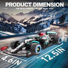 BEZGAR Mercedes-Benz F1 1:18 RC car side view highlighting sleek profile for play