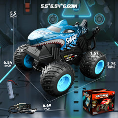 BEZGAR Monster Truck blue in action demonstrating standing wheelies.