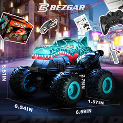 BEZGAR Monster Truck blue remote-control action supports quick outdoor fun.